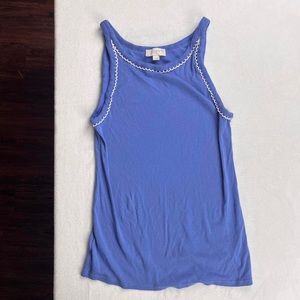 LOFT outlet Blue and white scalloped tank blouse